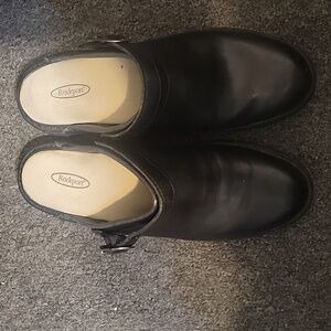 Rockport black mules with ankle straps